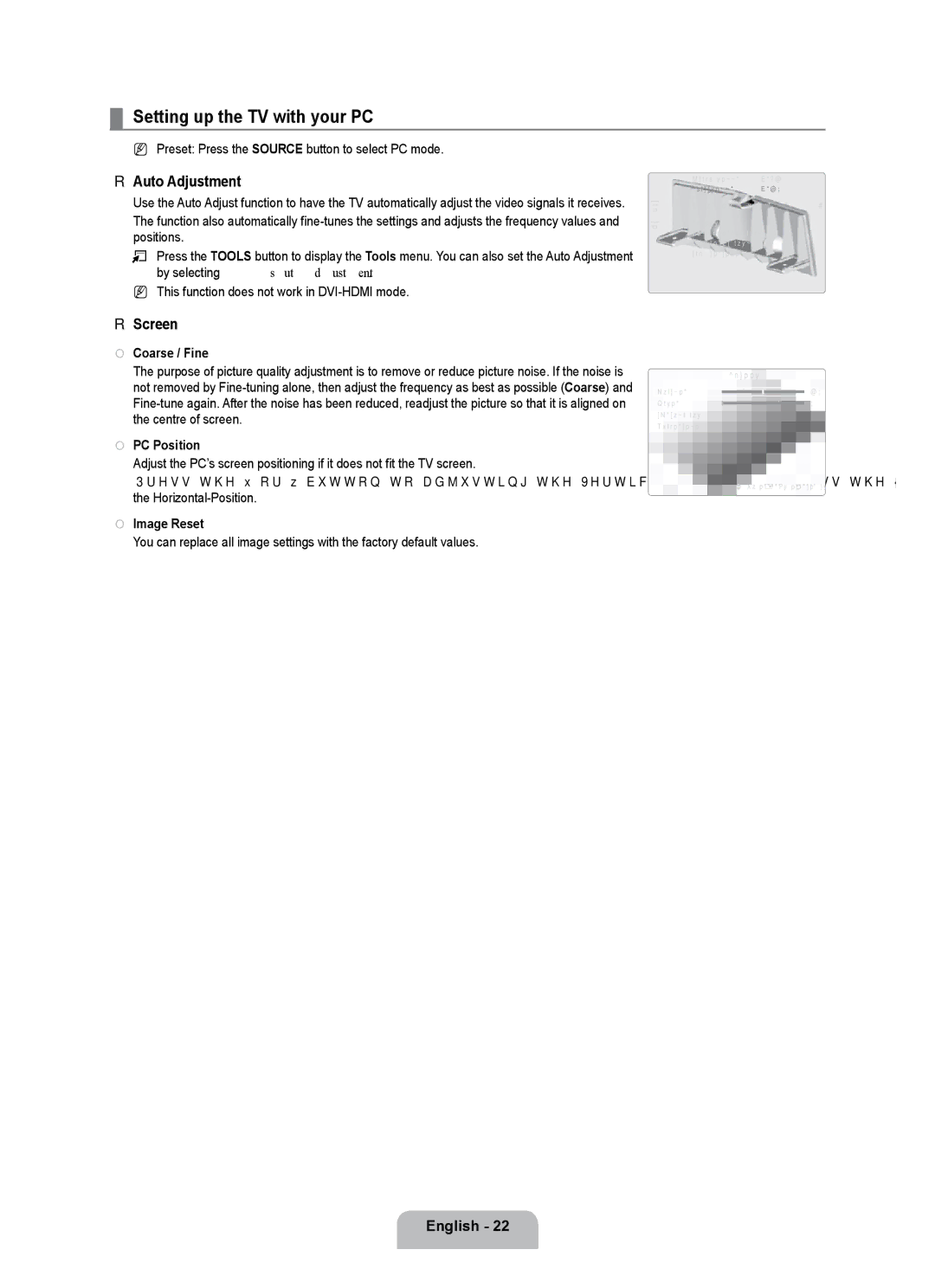 Samsung UE55B7020WWXBT, UE55B7000WWXBT manual Setting up the TV with your PC, Auto Adjustment, Screen 