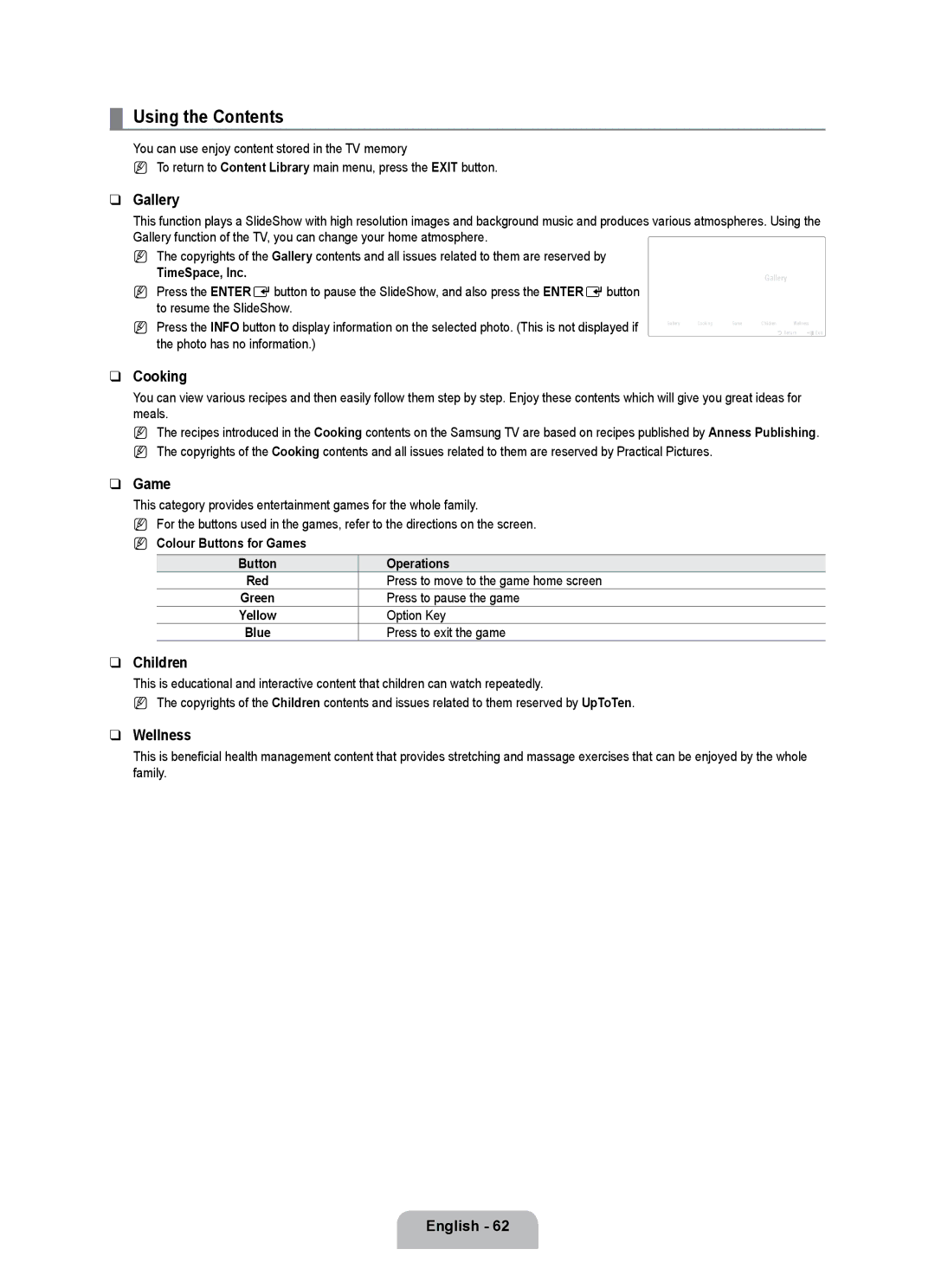 Samsung UE55B7020WWXBT, UE55B7000WWXBT manual Using the Contents 