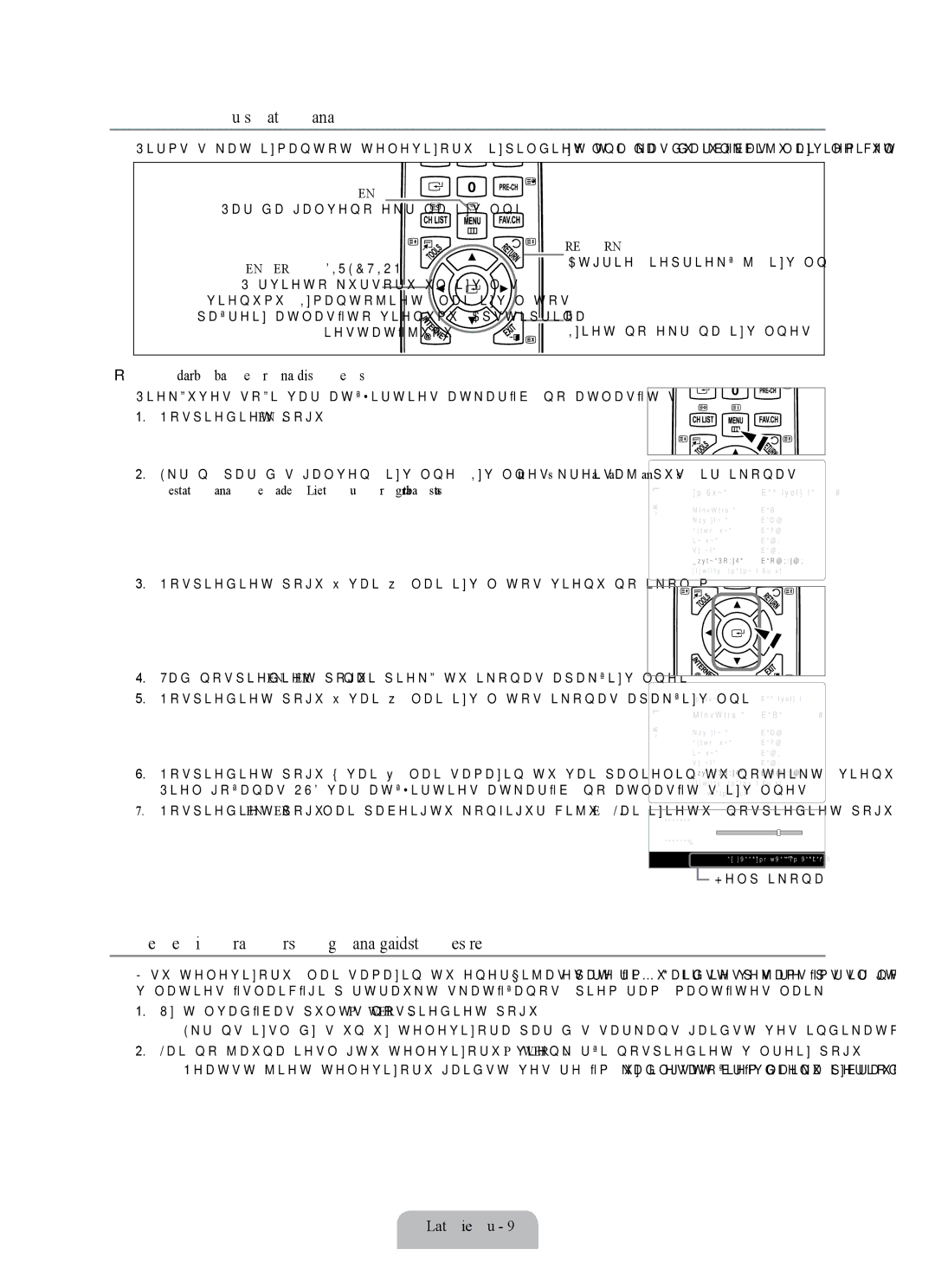 Samsung UE55B7000WWXBT manual Izvēlņu skatīšana, Televizora pārslēgšana gaidstāves režīmā, OSD darbība ekrāna displejs 