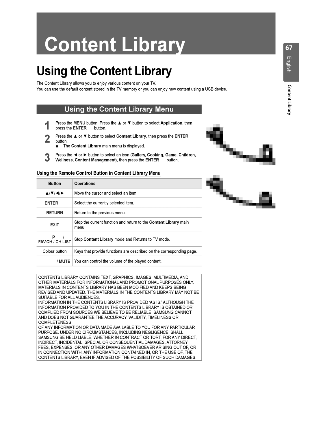 Samsung UE55B7000WWXXH, UE55B7020WWXXC, UE32B7000WWXXC, UE55B7000WWXXC manual Button Operations, Mute, English Content Library 