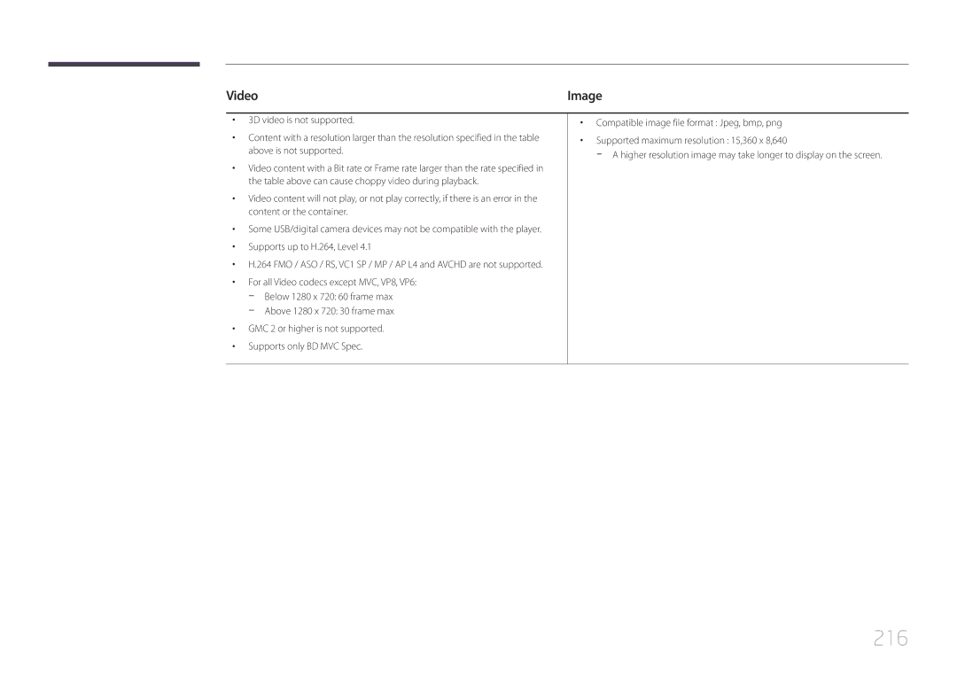 Samsung UE55C, UE46C user manual 216, Video 