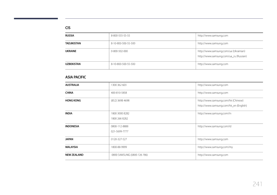 Samsung UE46C, UE55C user manual 241 