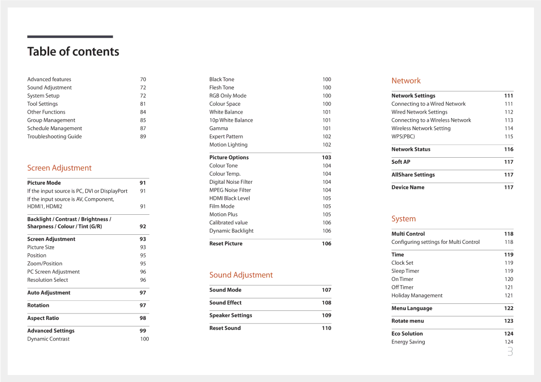 Samsung UE46C, UE55C user manual Sound Adjustment 