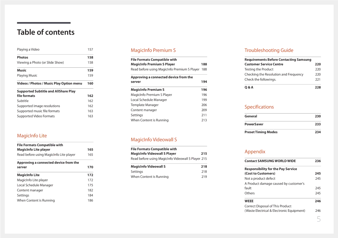 Samsung UE46C, UE55C user manual Specifications 