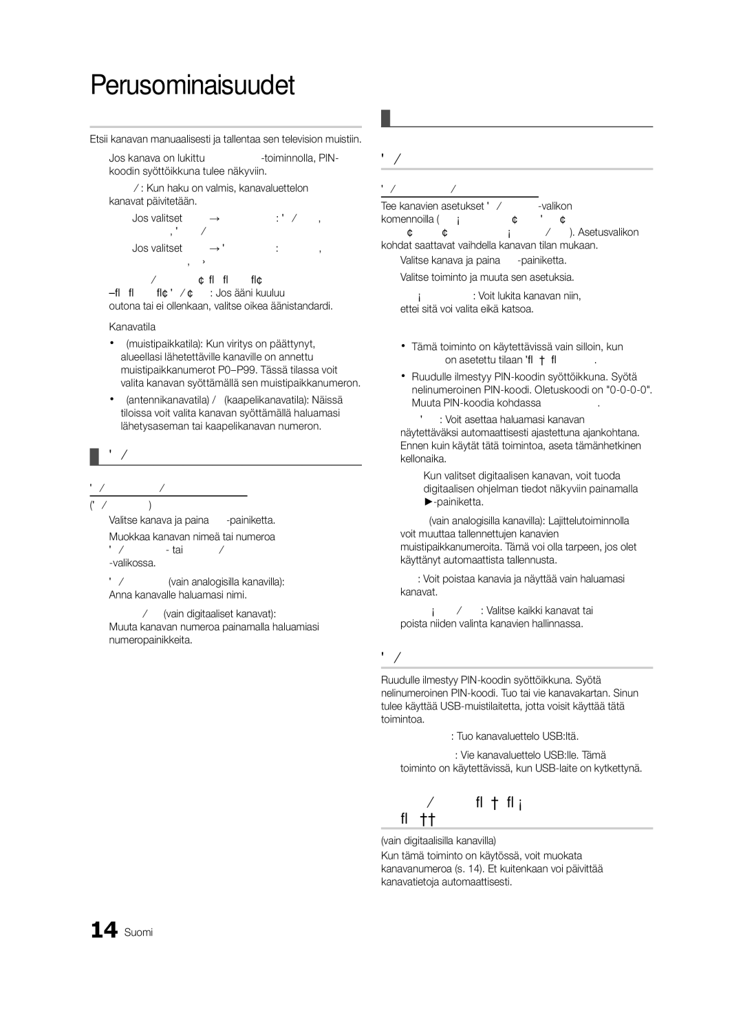 Samsung UE55C6005RWXXE manual Manuaalinen tallennus, Kanavaluettelon siirto, Muokkaa kanavanum. Ei käytössä Ota käyttöön 