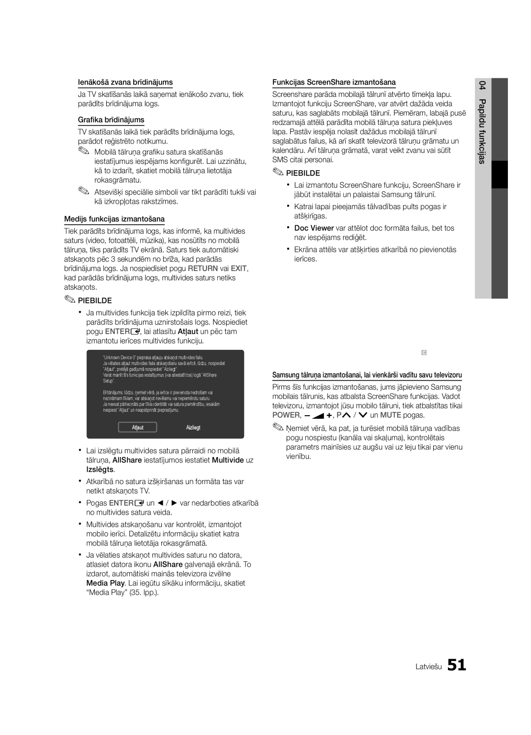 Samsung UE55C6900VSXBT manual AtļautAizliegt 