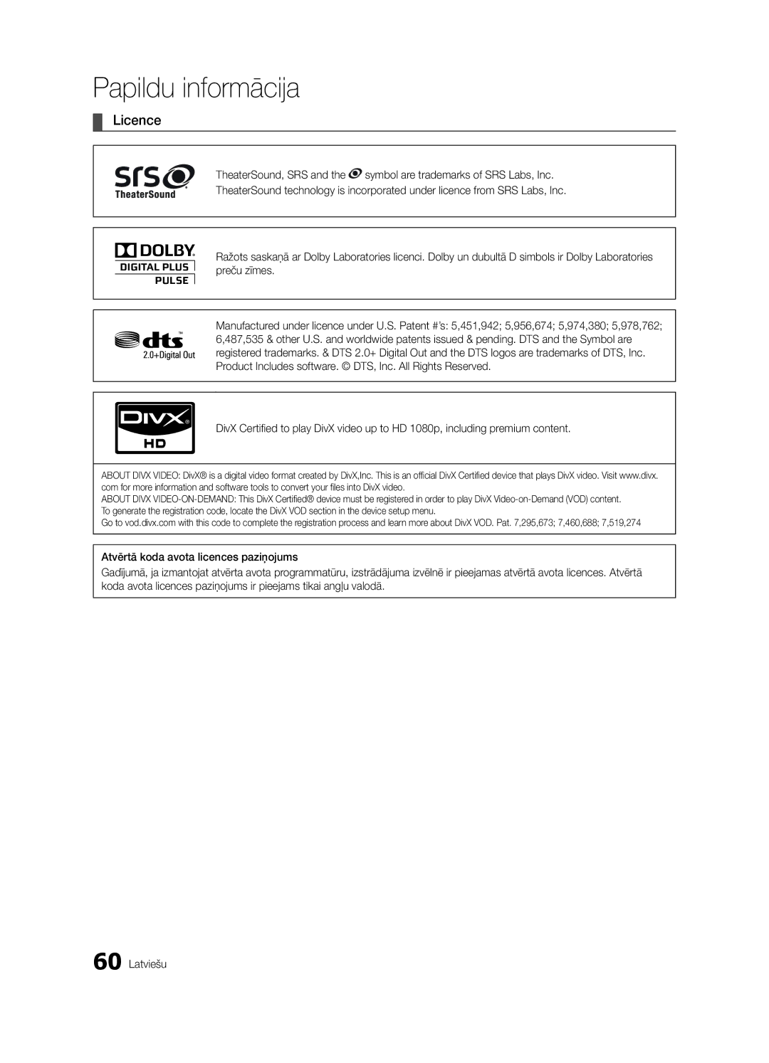 Samsung UE55C6900VSXBT manual Licence 