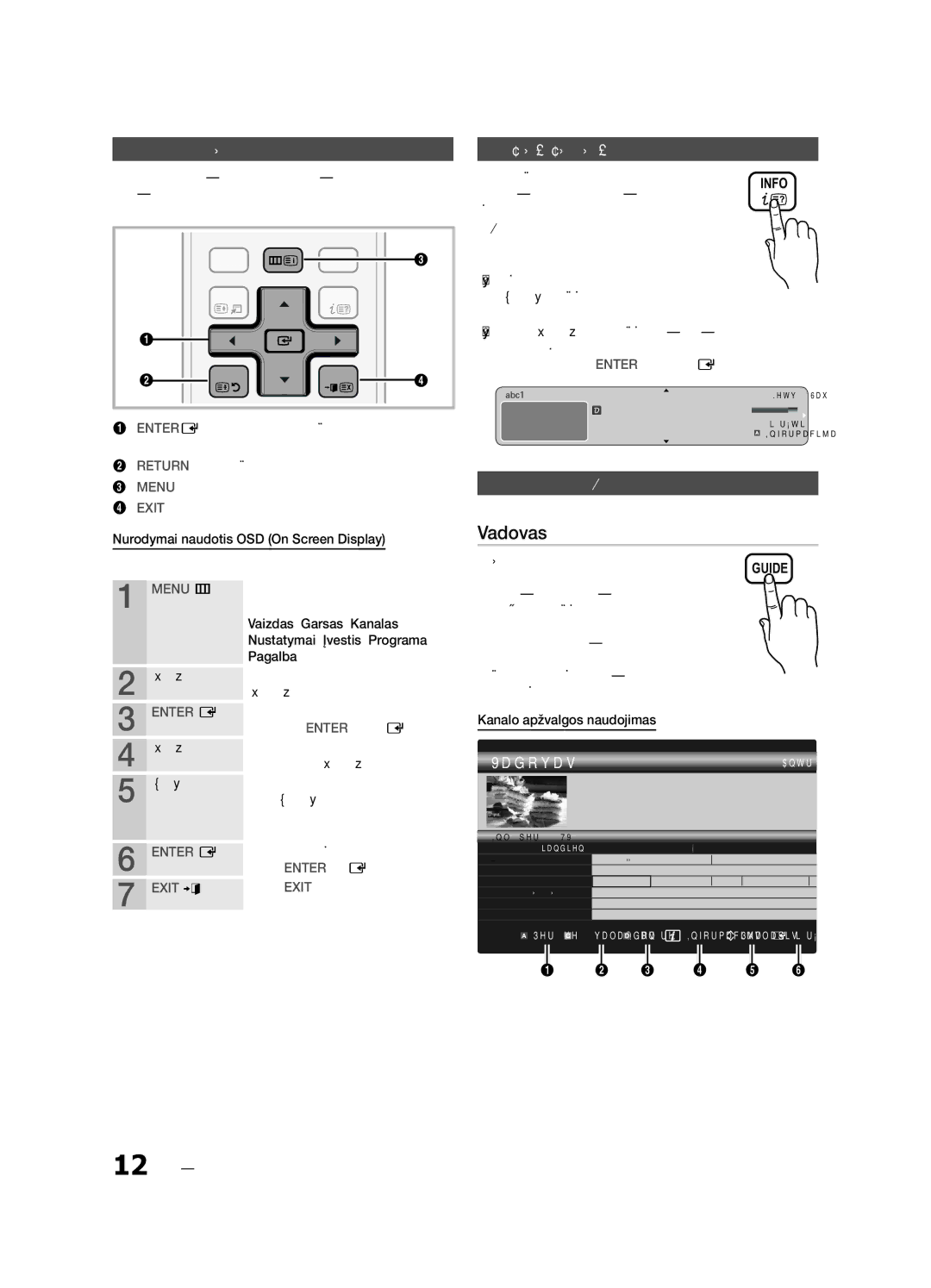 Samsung UE55C6900VSXBT manual Pagrindinės funkcijos, Vadovas, Naršymas po meniu, Mygtuko Info Now & Next vedlio naudojimas 