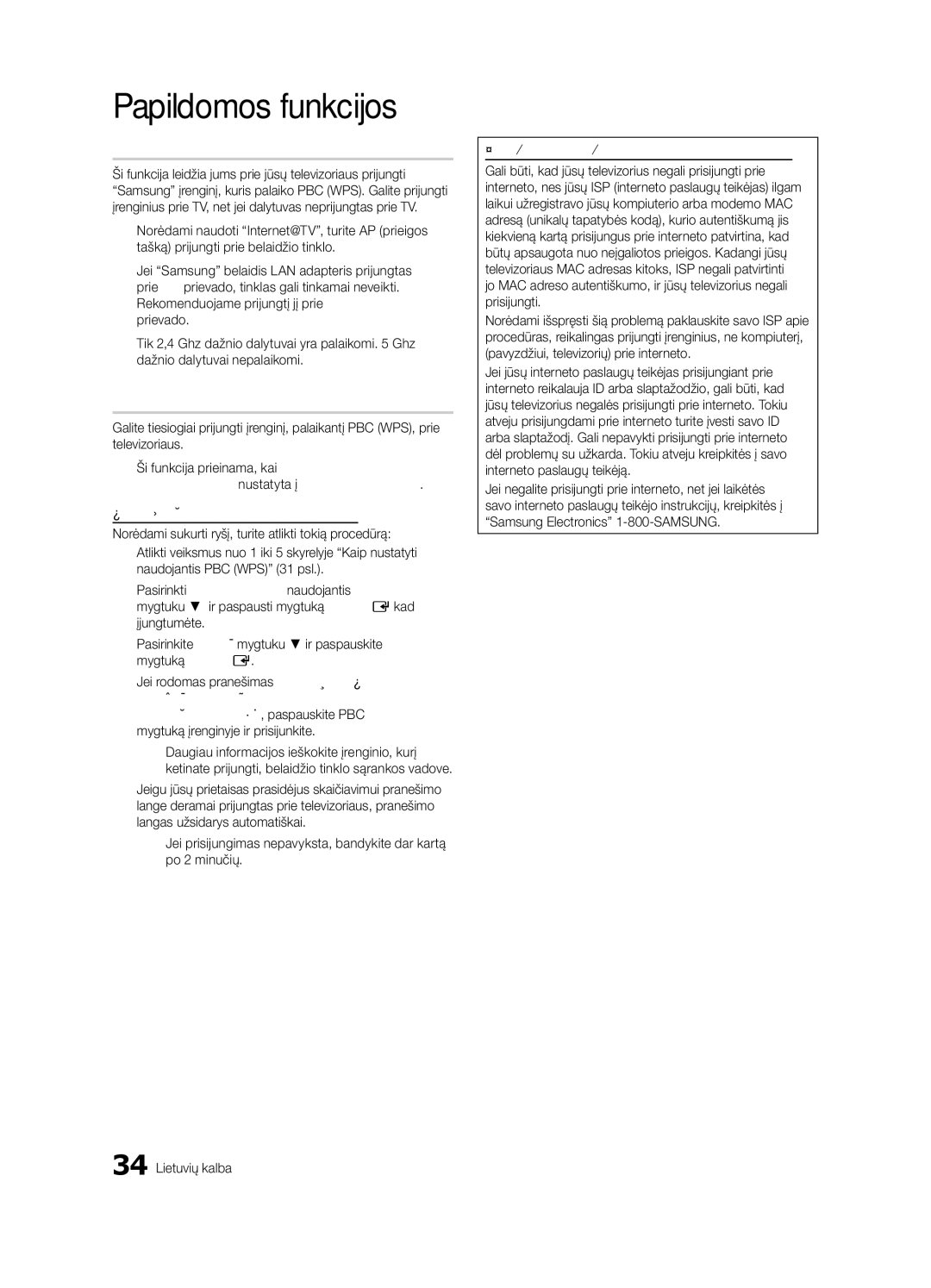 Samsung UE55C6900VSXBT manual SWL jungtis, Mygtuką įrenginyje ir prisijunkite 