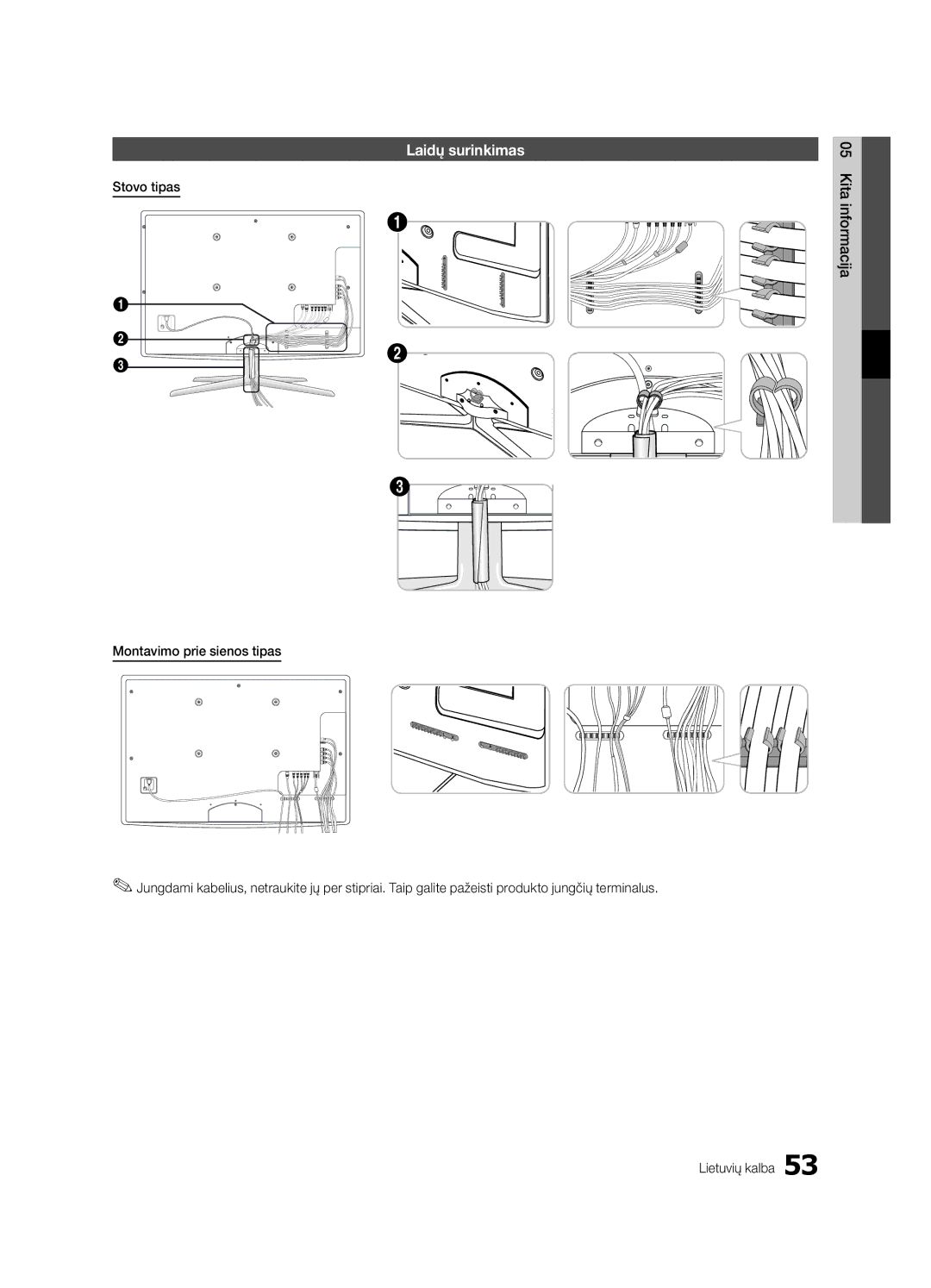 Samsung UE55C6900VSXBT manual Laidų surinkimas 