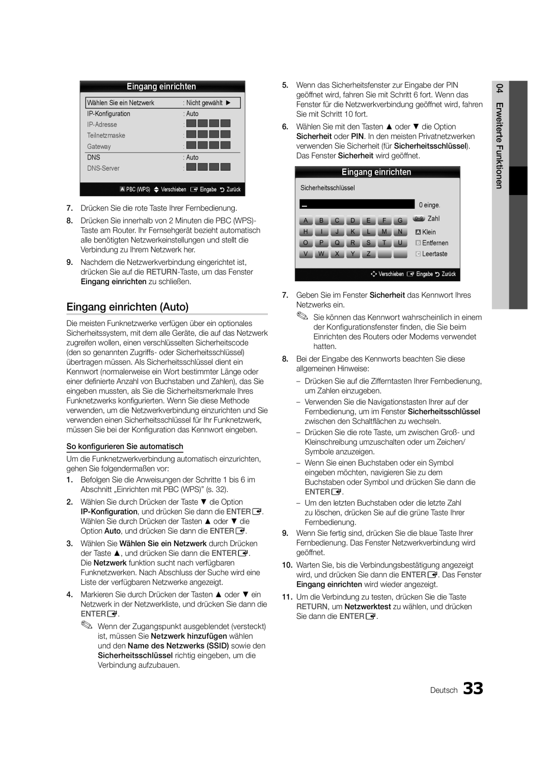 Samsung UE46C7000WPXZT Drücken Sie die rote Taste Ihrer Fernbedienung, Wenn das Sicherheitsfenster zur Eingabe der PIN 