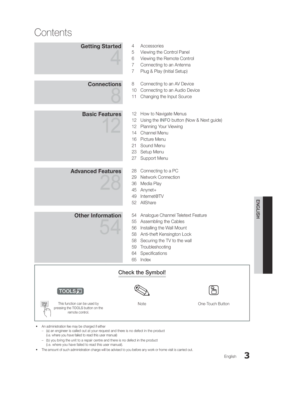 Samsung UE55C7000WPXZT, UE46C7000WPXZT, UE40C7000WPXZT manual Contents 