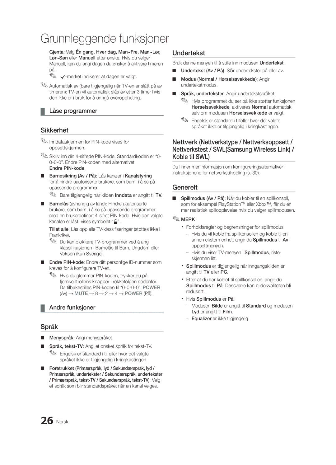 Samsung UE46C7705WSXXE, UE55C7700WSXXN, UE55C7700WZXZG, UE40C7700WSXXN, UE40C7700WZXZG manual Sikkerhet, Låse programmer 