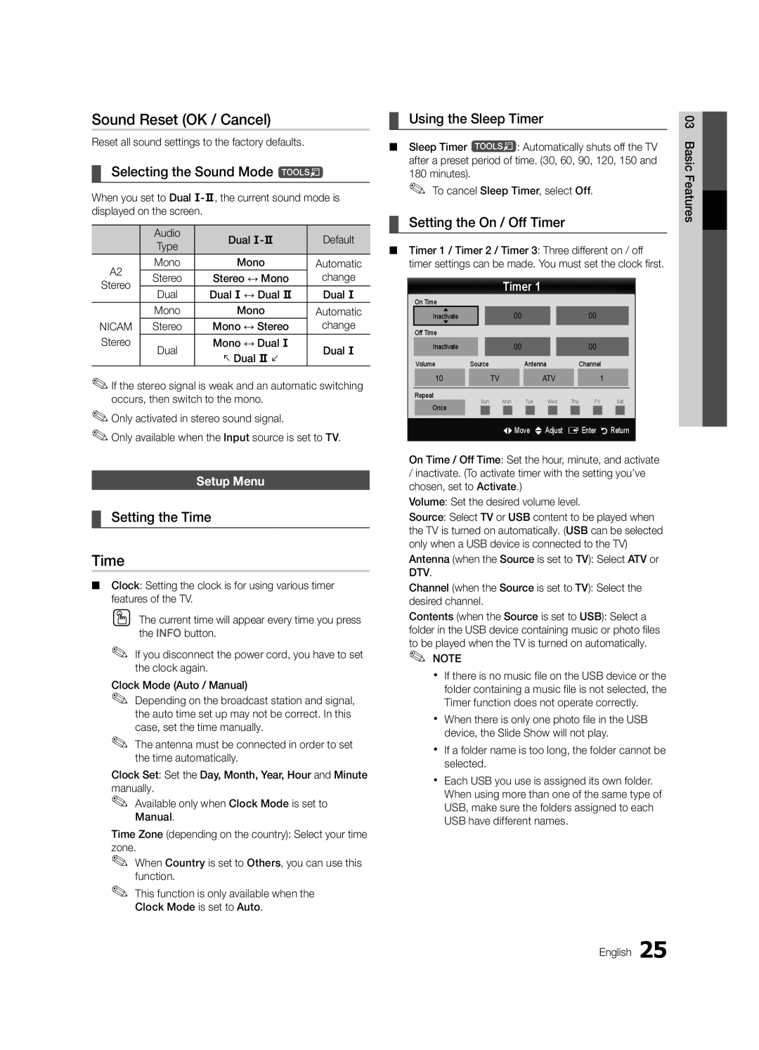 Samsung UE40C7000WPXZT, UE55C7700WSXXN, UE55C7700WZXZG, UE40C7700WSXXN, UE40C7700WZXZG manual Sound Reset OK / Cancel, Time 