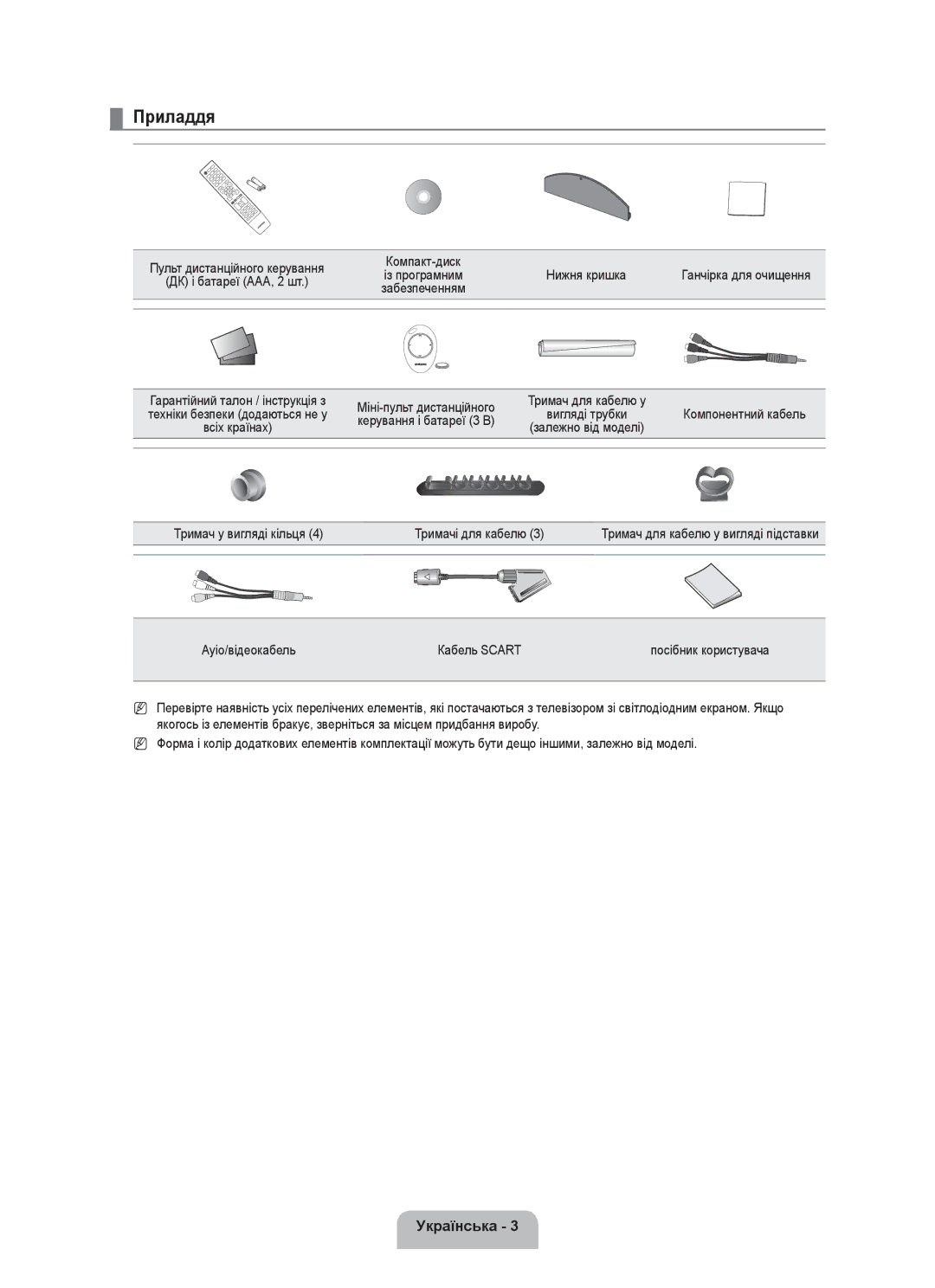 Samsung UE55C8000XWXRU, UE55C8000XWXBT manual Приладдя 