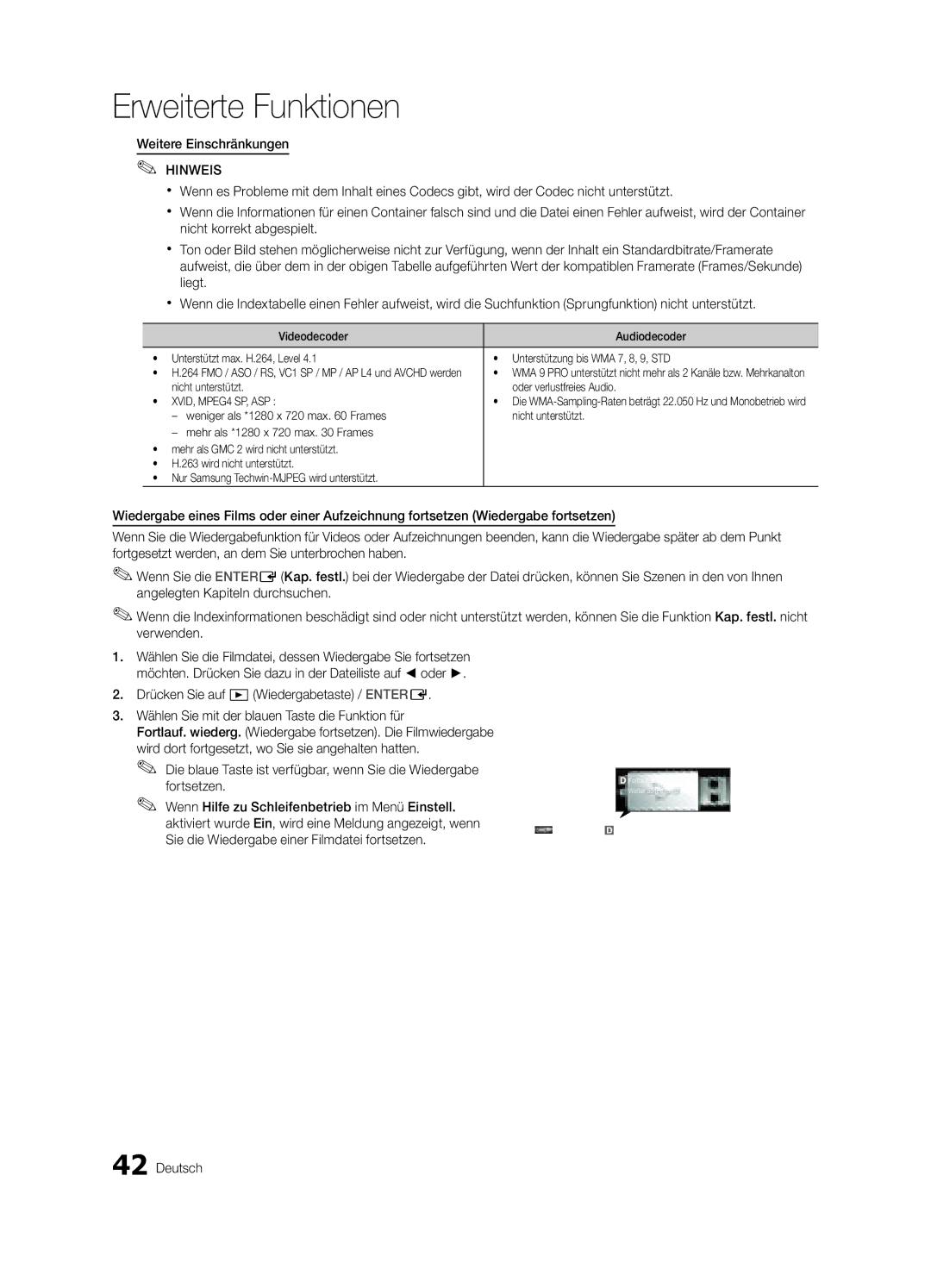 Samsung UE55C8700XSXZF, UE55C8700XSXXN, UE40C8790XSXZG Weitere Einschränkungen, Nicht unterstützt Oder verlustfreies Audio 