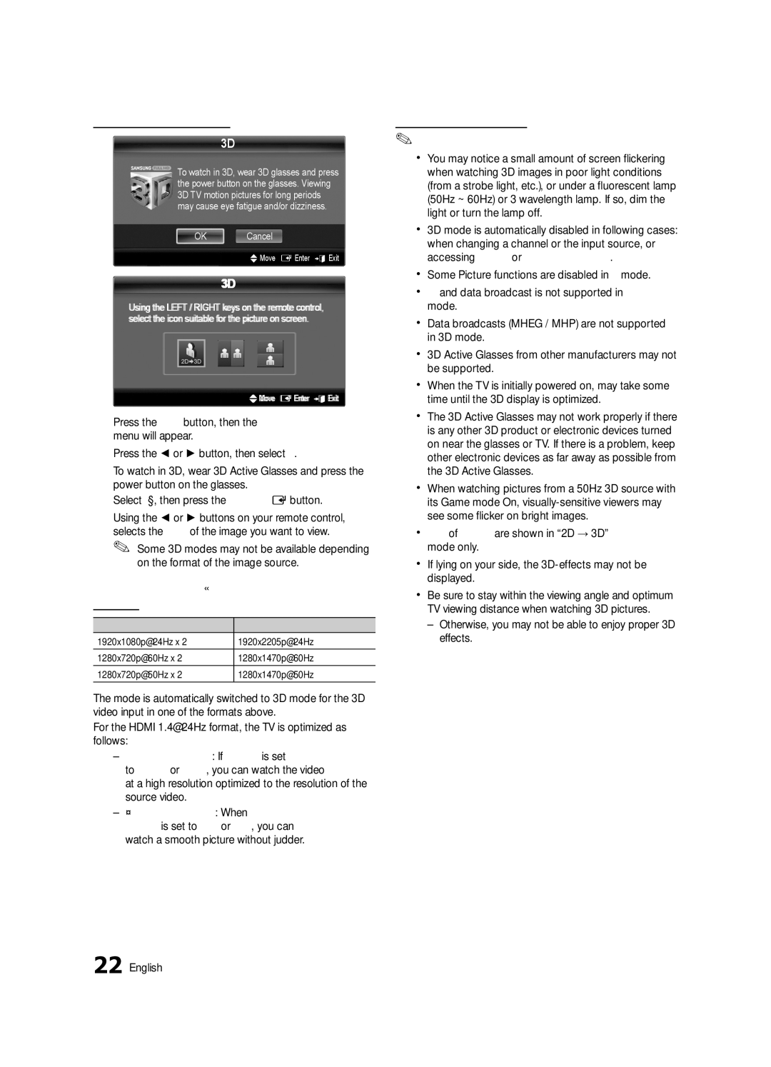 Samsung UE55C8700XSXXN, UE40C8790XSXZG, UE55C8790XSXZG, UE46C8790XSXZG, UE40C8790XSXZF How to watch the 3D image, OK Cancel 