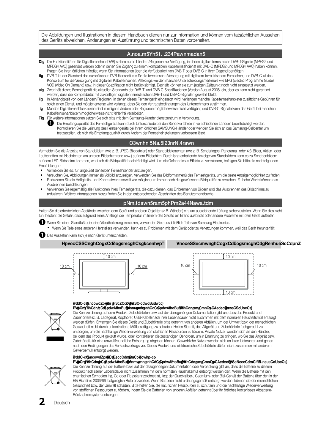 Samsung UE55C8700XSXXN, UE40C8790XSXZG Absichern des Aufstellbereichs, Aufstellen des Geräts mit dem Standfuß, Deutsch 