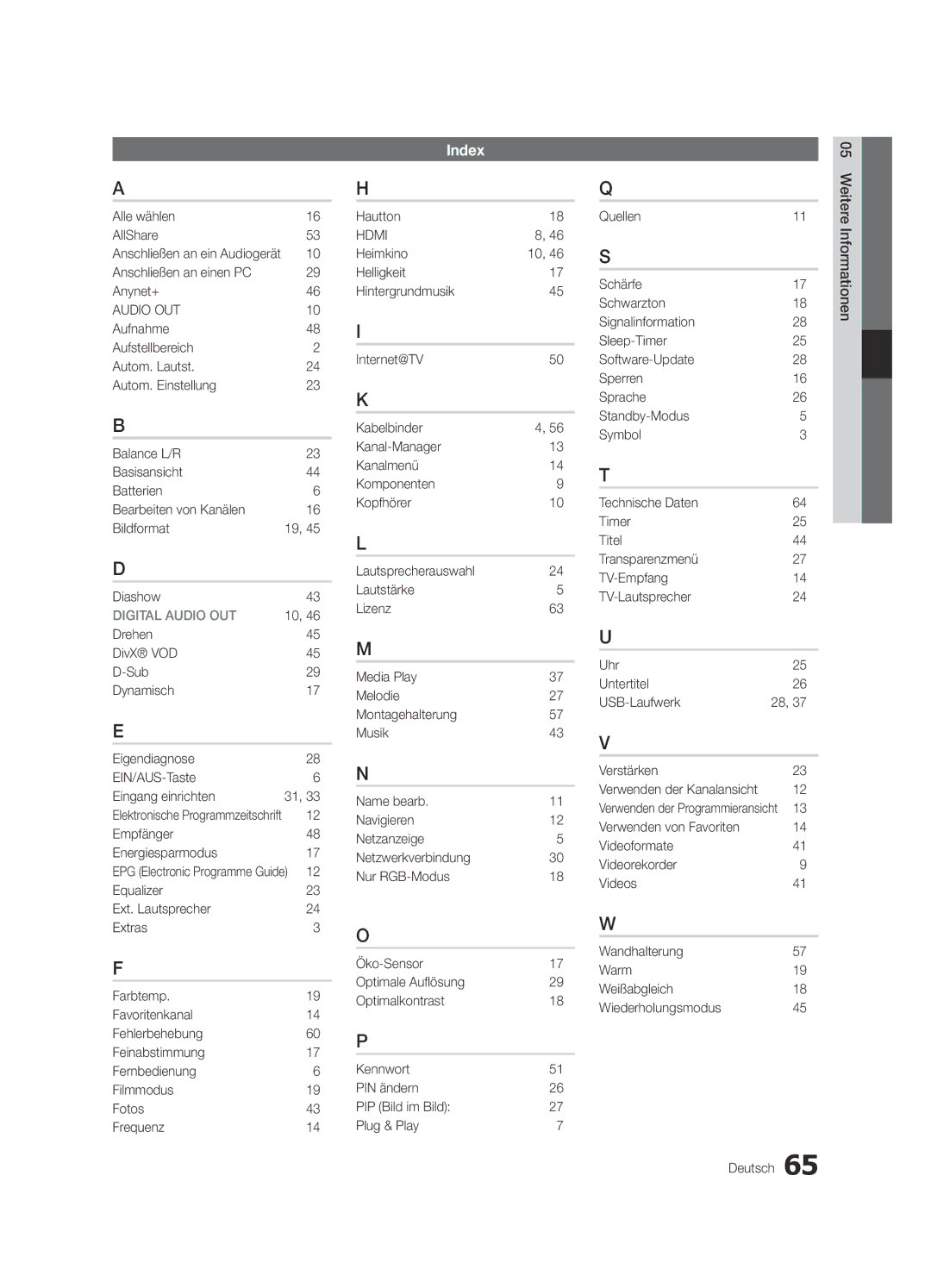 Samsung UE46C8780XSXZG manual Alle wählen AllShare, Anschließen an einen PC Anynet+, Empfänger Energiesparmodus, Hautton 