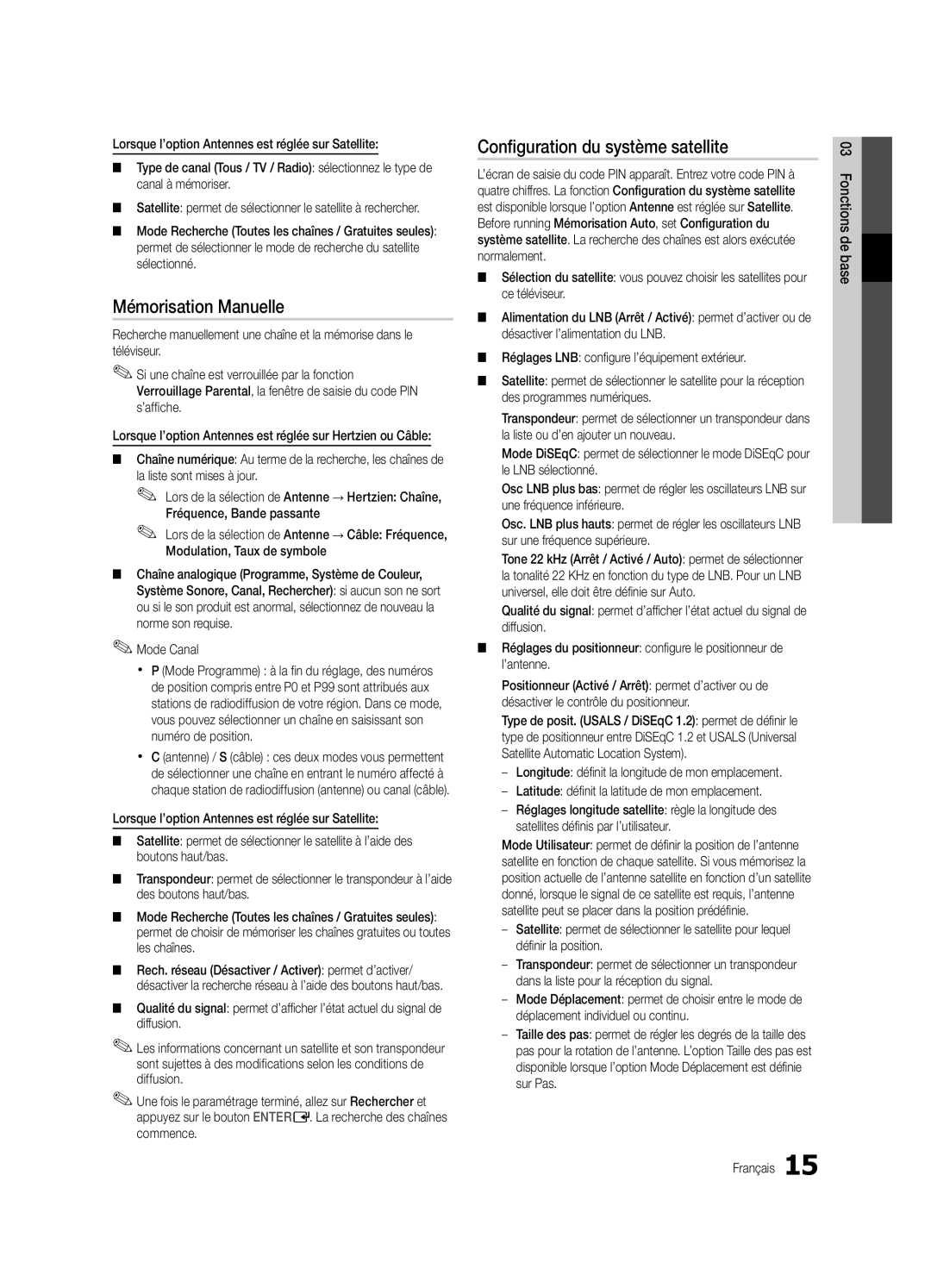 Samsung UE55C8700XSXZG, UE55C8700XSXXN manual Mémorisation Manuelle, Configuration du système satellite, Mode Canal 