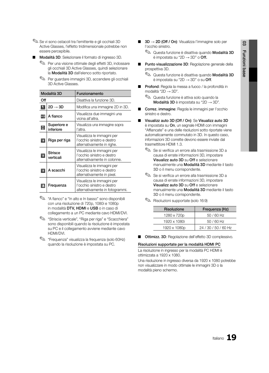 Samsung UE40C8000XPXZT, UE55C8700XSXXN, UE55C8790XSXZG manual Alternativamente in fotogrammi, Modifica una immagine 2D in 3D 