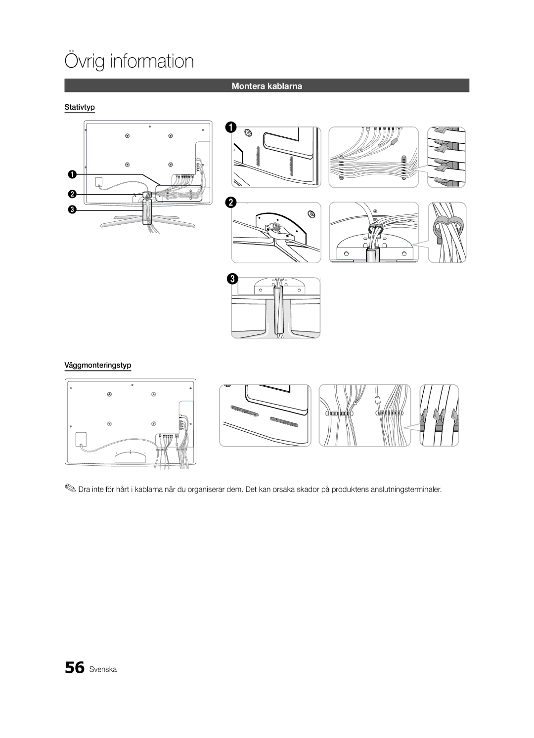 Samsung UE55C8705, UE40C8705, UE46C8705 user manual Montera kablarna 