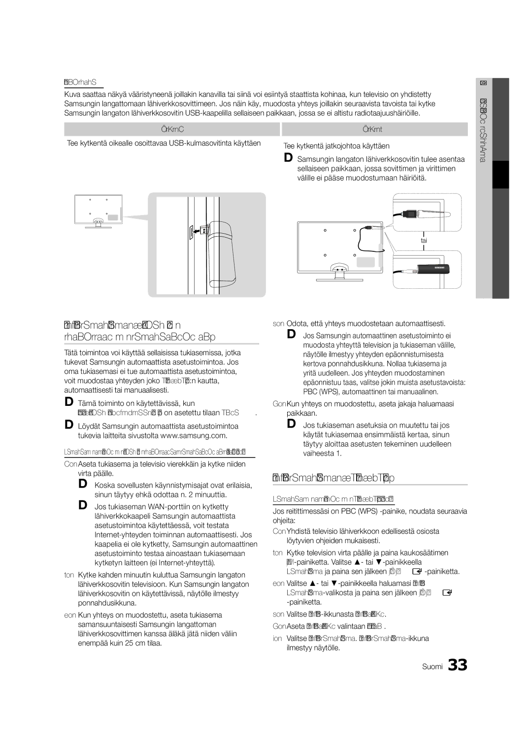 Samsung UE40C8705, UE55C8705, UE46C8705 user manual Verkkoasetukset PBC WPS 