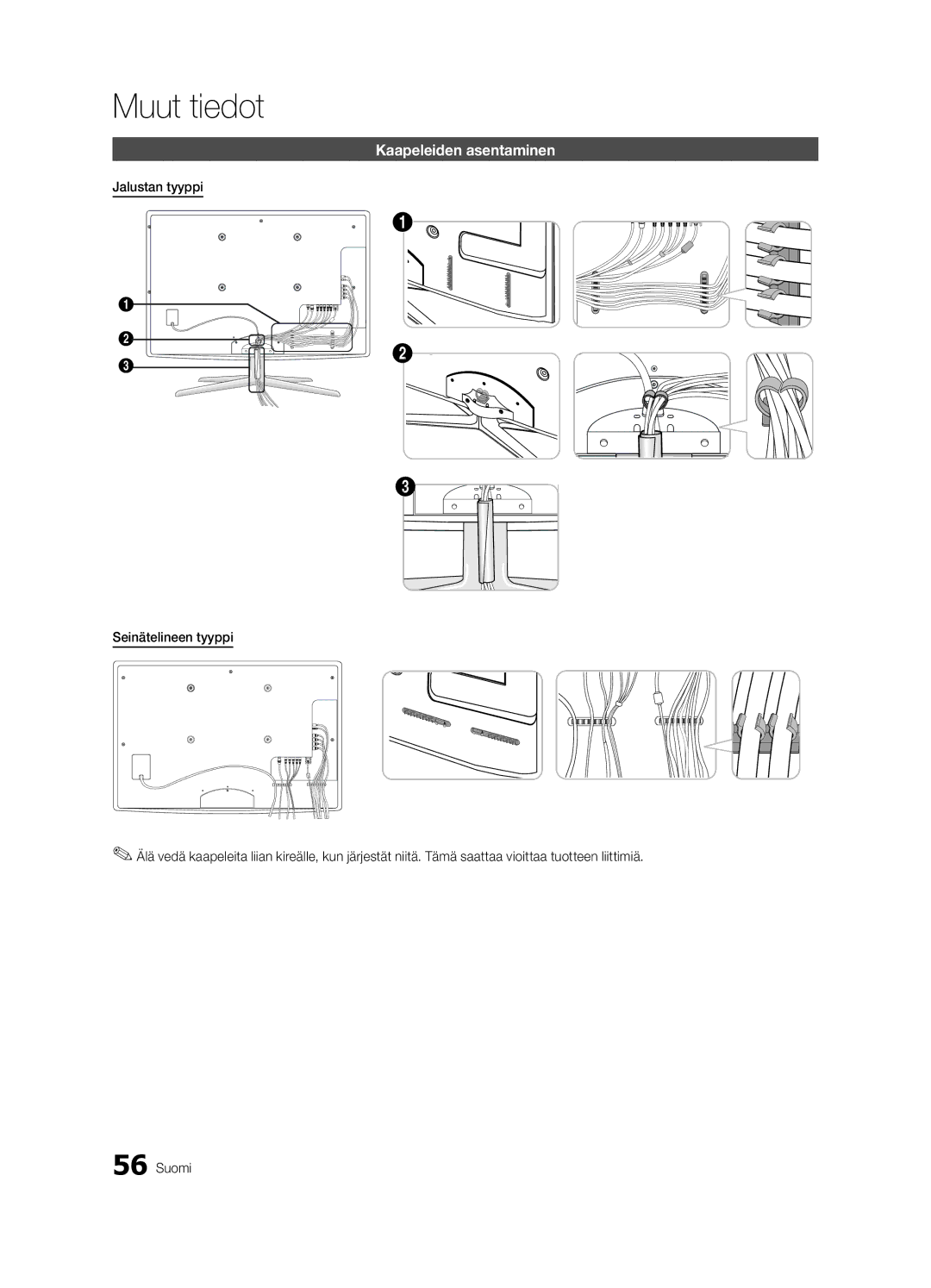 Samsung UE55C8705, UE40C8705, UE46C8705 user manual Kaapeleiden asentaminen 