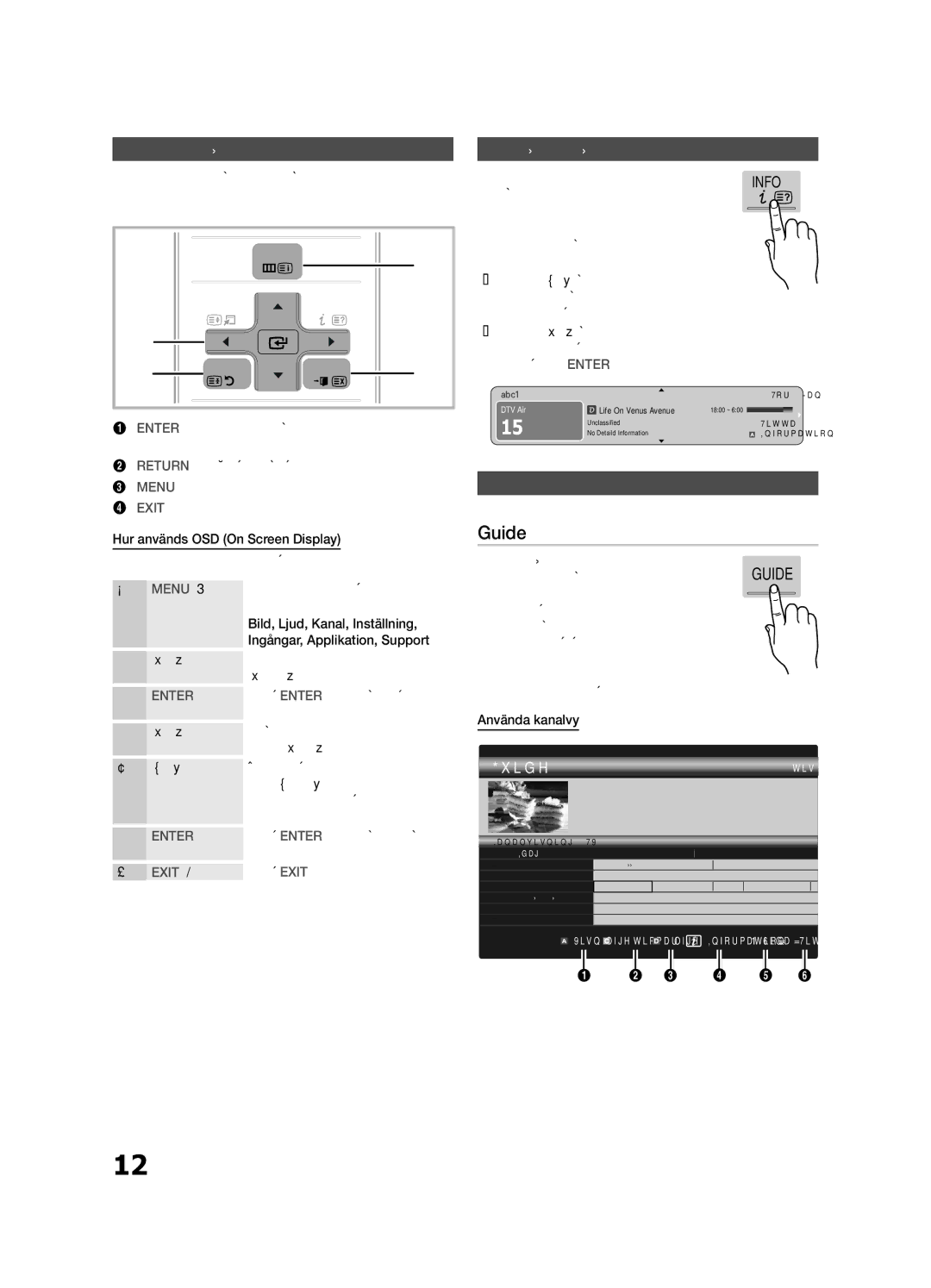 Samsung UE40C8705, UE55C8705, UE46C8705 Grundfunktioner, Navigera i menyerna, Använda INFO-knappen Nu och nästa guide 