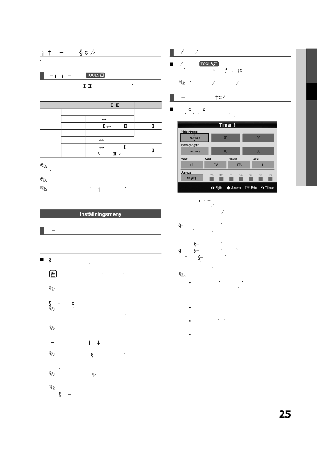 Samsung UE46C8705, UE55C8705, UE40C8705 user manual Ljudåterställning OK / Avbryt, Tid 