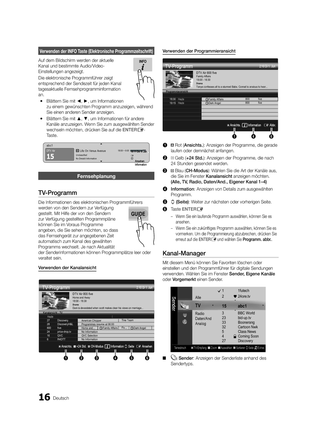 Samsung UE46C9000SPXZT, UE55C9000SPXZT, UE40C9000SPXZT, UE40C9000SWXXH manual TV-Programm, Kanal-Manager, Fernsehplanung 