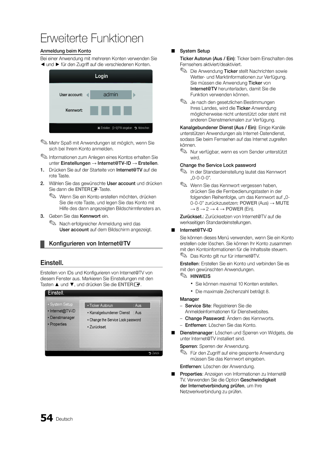 Samsung UE40C9005ZWXXE, UE55C9000SPXZT, UE40C9000SPXZT, UE46C9000SPXZT, UE40C9000SWXXH manual Konfigurieren von Internet@TV 