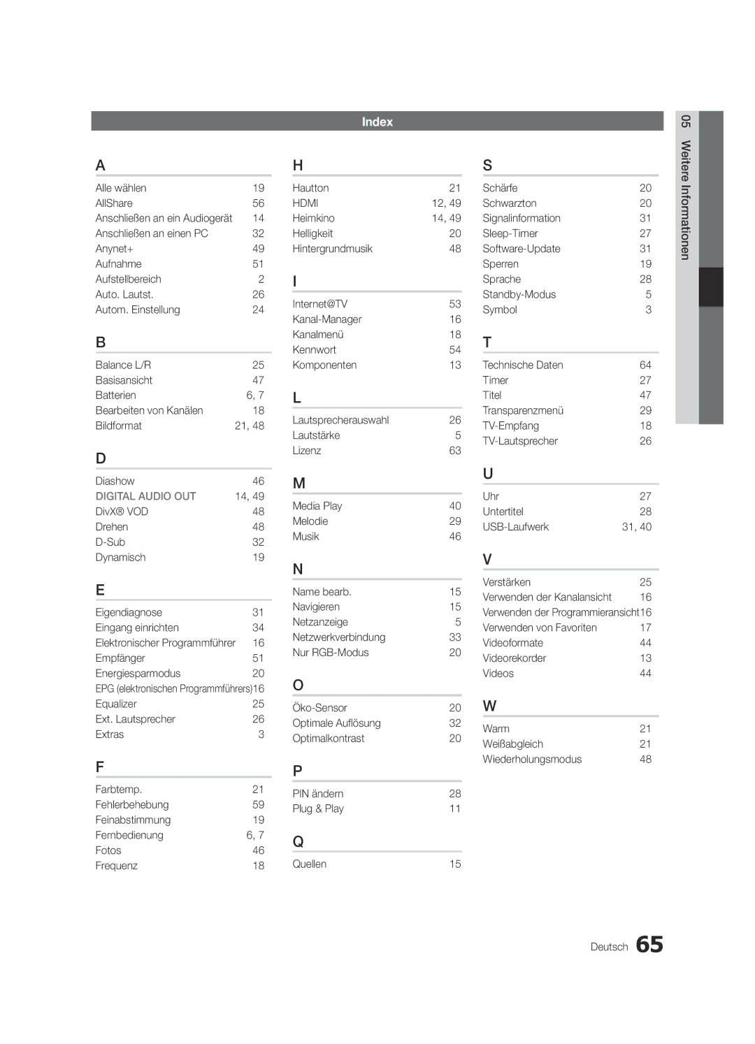 Samsung UE40C9000SWXXH manual Alle wählen AllShare, Empfänger Energiesparmodus, Hautton, Anschließen an ein Audiogerät 