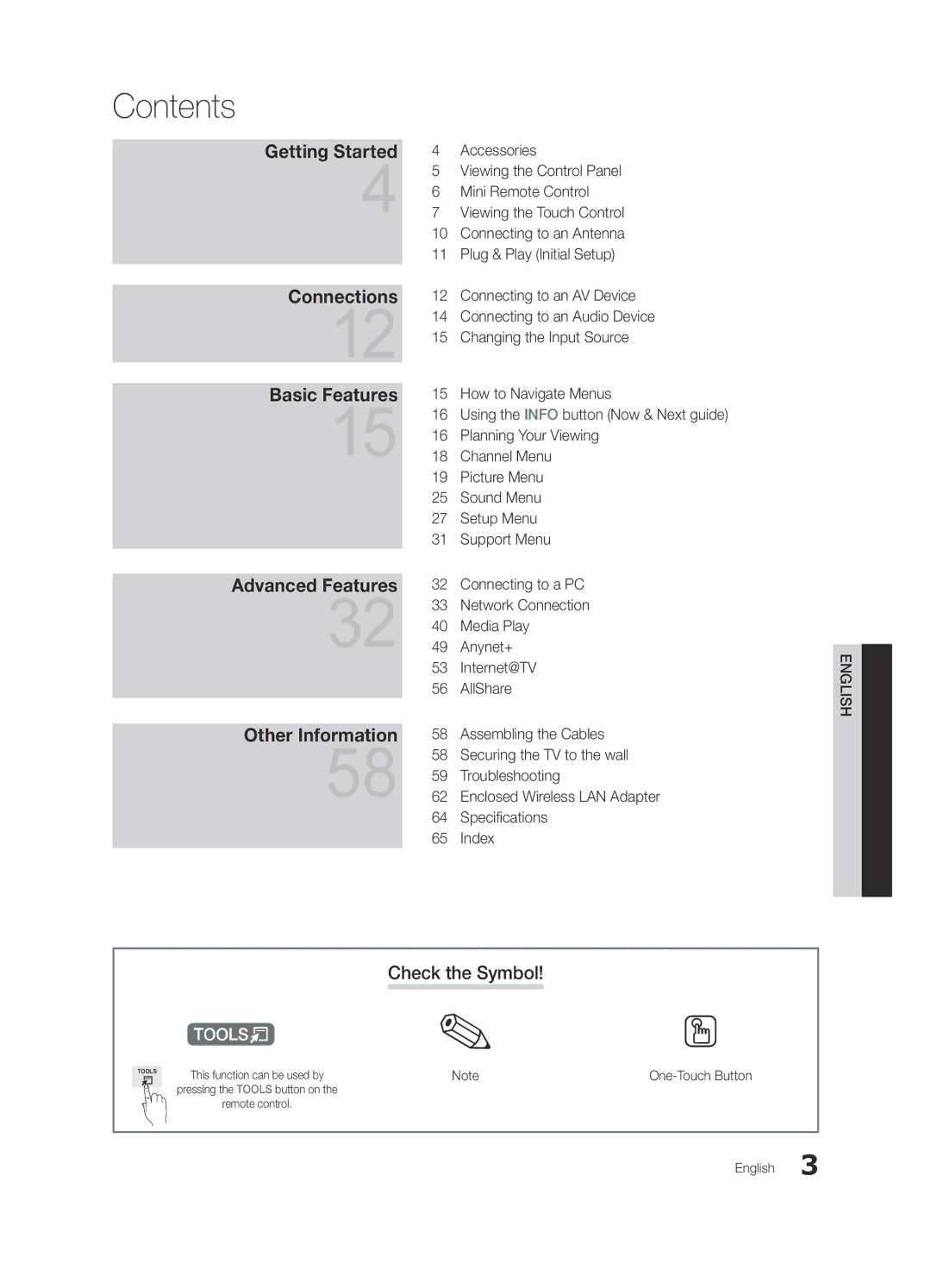 Samsung UE40C9000SWXXH, UE55C9000SPXZT, UE40C9000SPXZT, UE46C9000SPXZT, UE40C9005ZWXXE, UE40C9000SWXZG manual Contents 