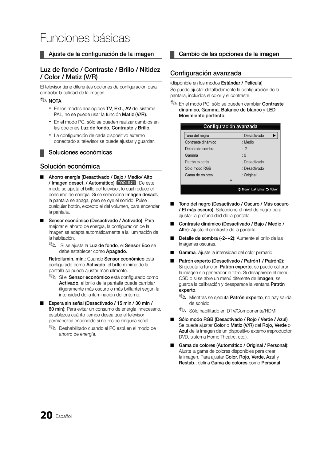 Samsung UE46C9000ZWXXN, UE55C9000ZWXXC Solución económica, Configuración avanzada, Soluciones económicas, La habitación 