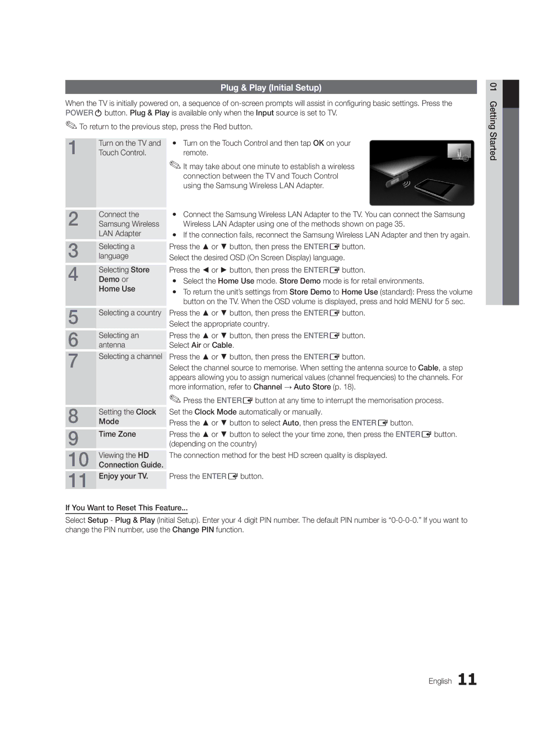 Samsung UE46C9000SWXXH manual Plug & Play Initial Setup, Yy Turn on the Touch Control and then tap OK on your remote 