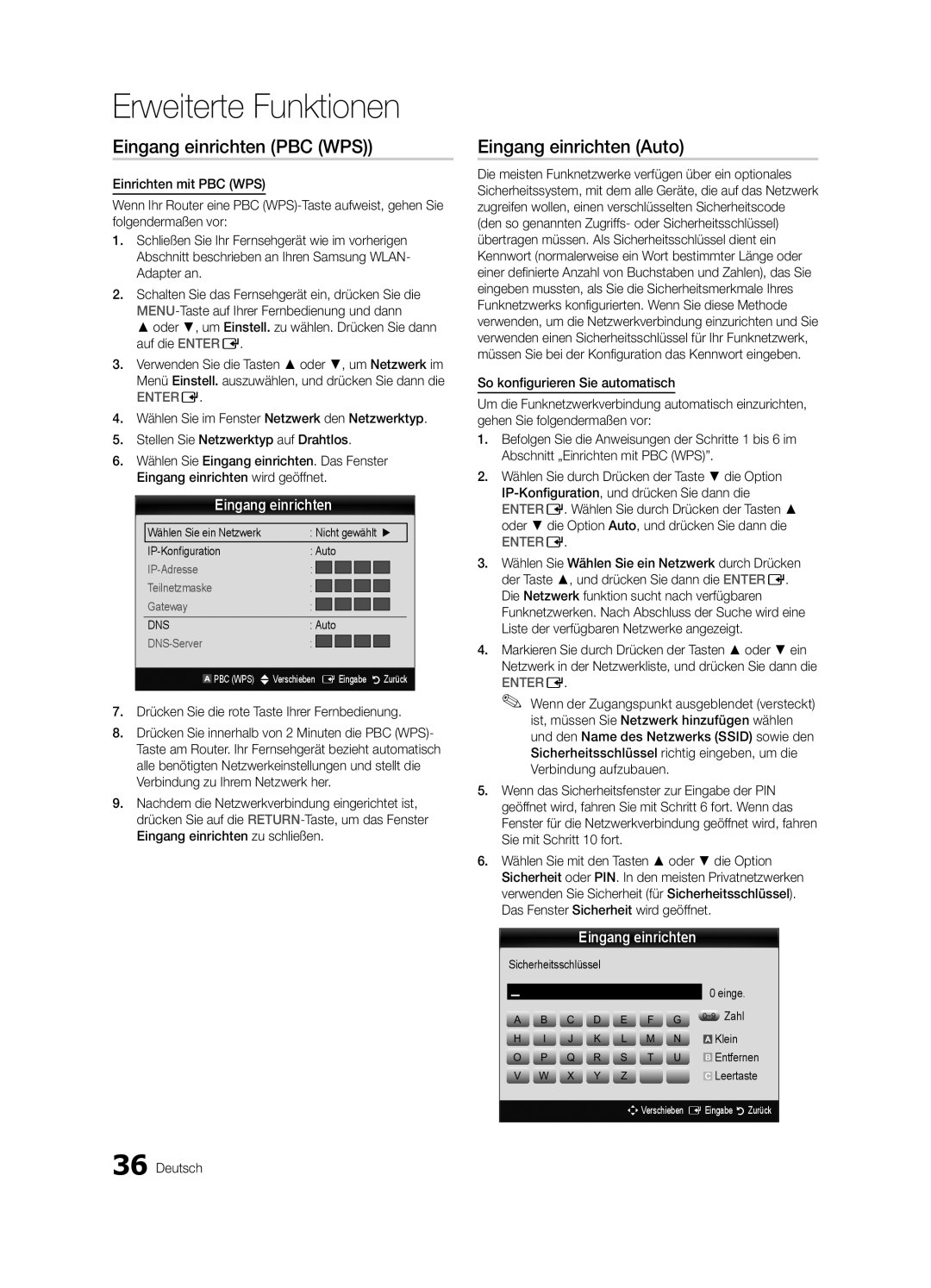 Samsung UE55C9000SWXXH, UE55C9000ZWXXC Eingang einrichten PBC WPS, Drücken Sie die rote Taste Ihrer Fernbedienung, Klein 