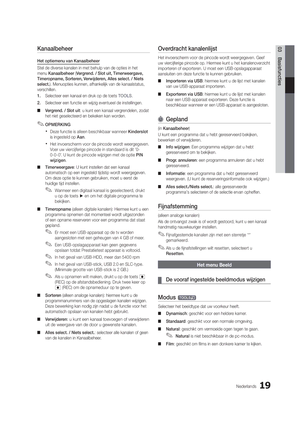 Samsung UE55C9000SWXXN manual Overdracht kanalenlijst, Gepland, Fijnafstemming, De vooraf ingestelde beeldmodus wijzigen 