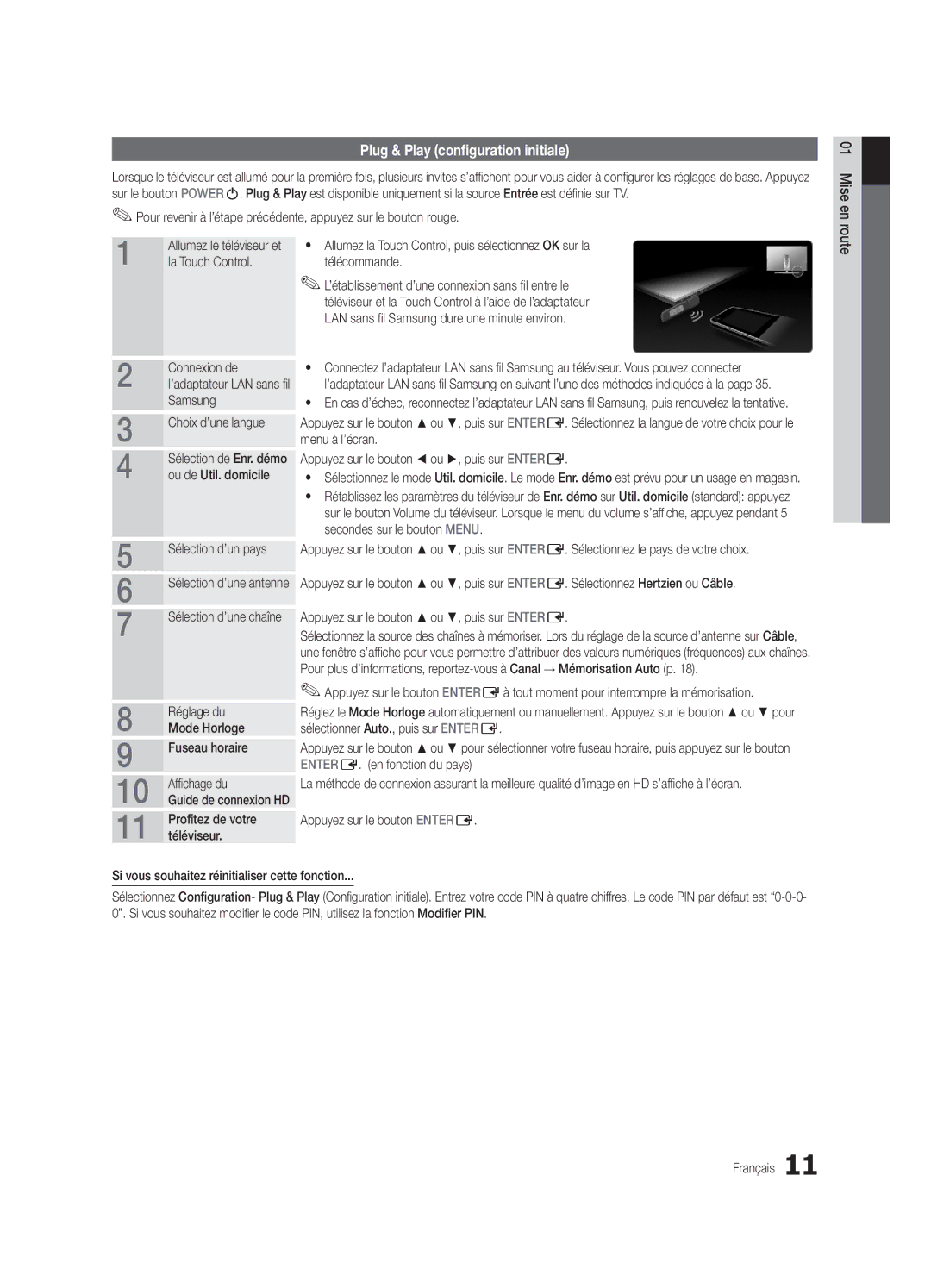 Samsung UE55C9000SWXZG, UE55C9000ZWXXC, UE46C9000ZWXXN, UE55C9000SWXXN, UE55C9000ZWXXN Plug & Play configuration initiale 