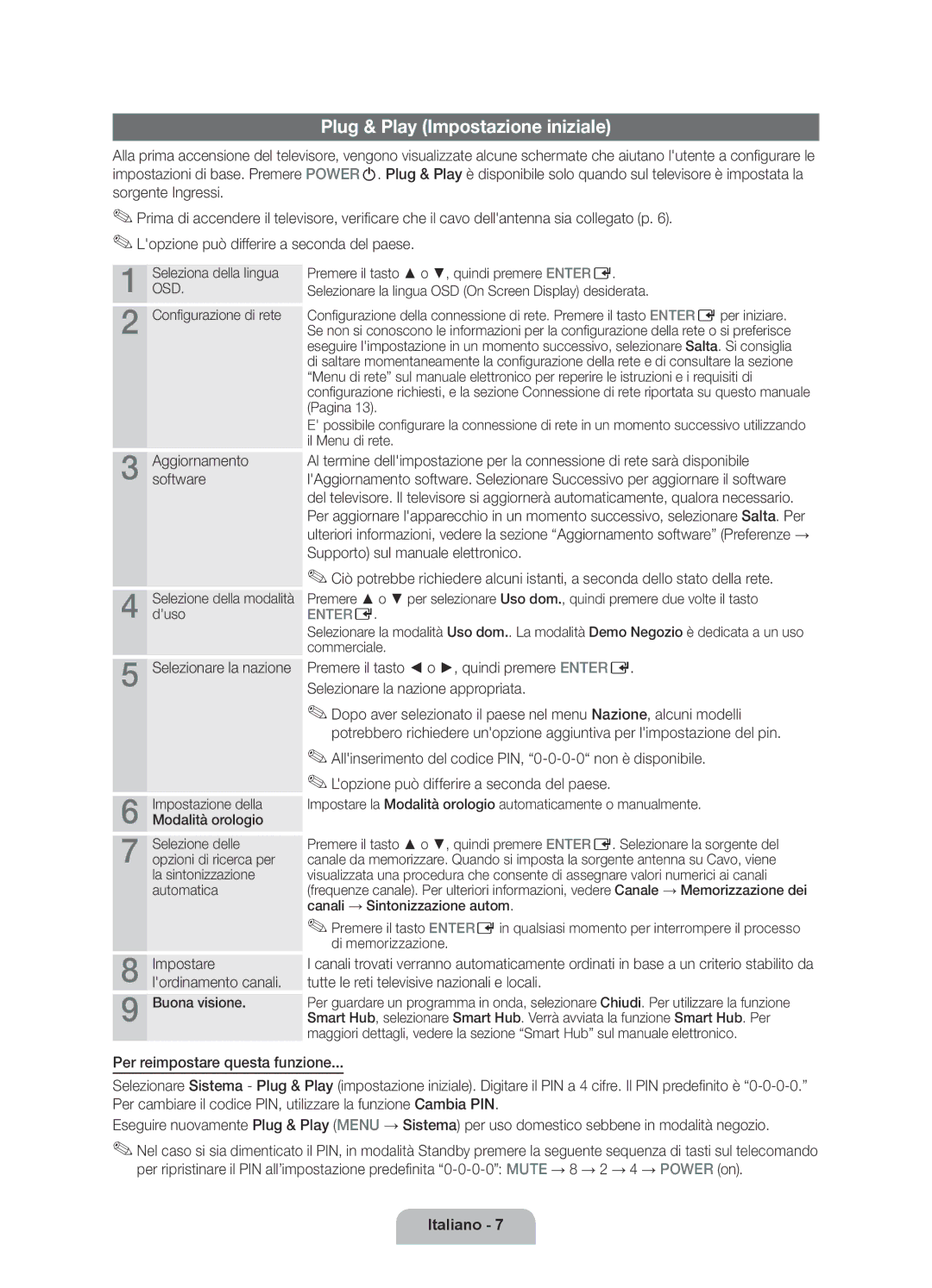 Samsung UE46D6000TPXZT, UE55D6000TPXZT Plug & Play Impostazione iniziale, Seleziona della lingua, Configurazione di rete 