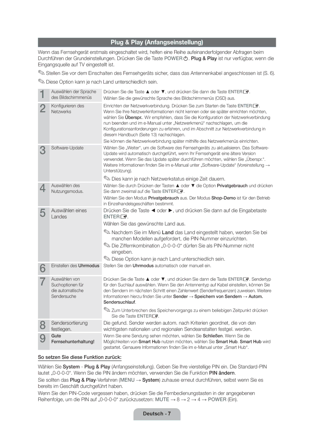 Samsung UE40D6000TPXZT, UE55D6000TPXZT Plug & Play Anfangseinstellung, Dies kann je nach Netzwerkstatus einige Zeit dauern 