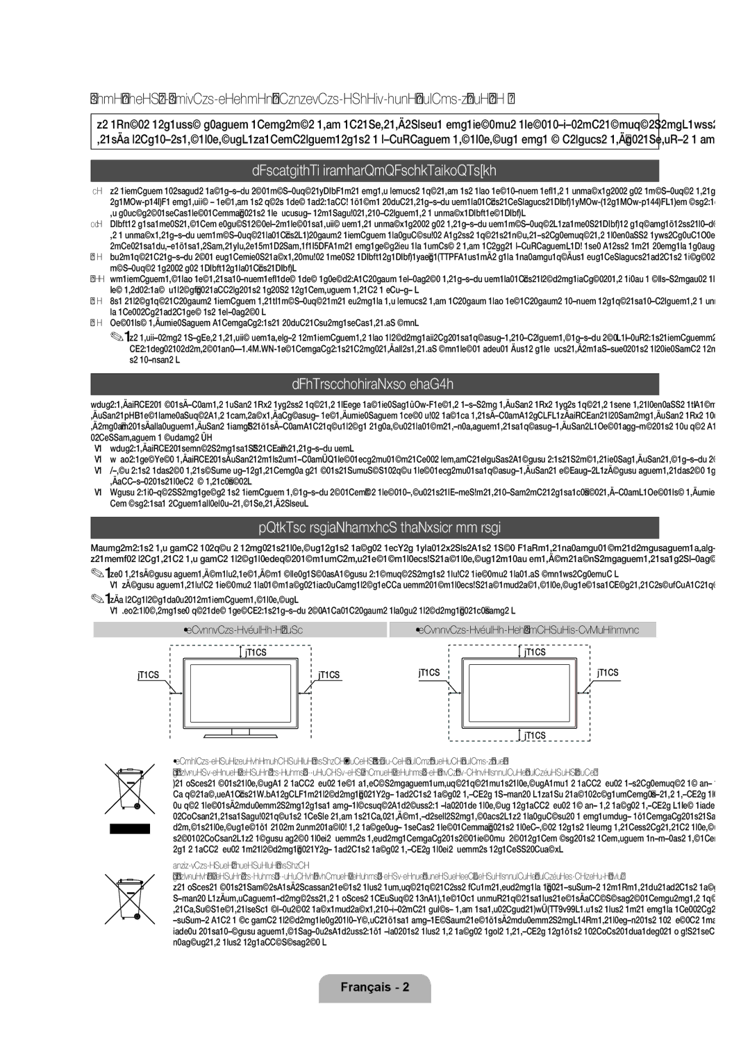 Samsung UE32D6000TPXZT, UE55D6000TPXZT, UE46D6000TPXZT Avis concernant le téléviseur numérique, Avertissement dimage fixe 