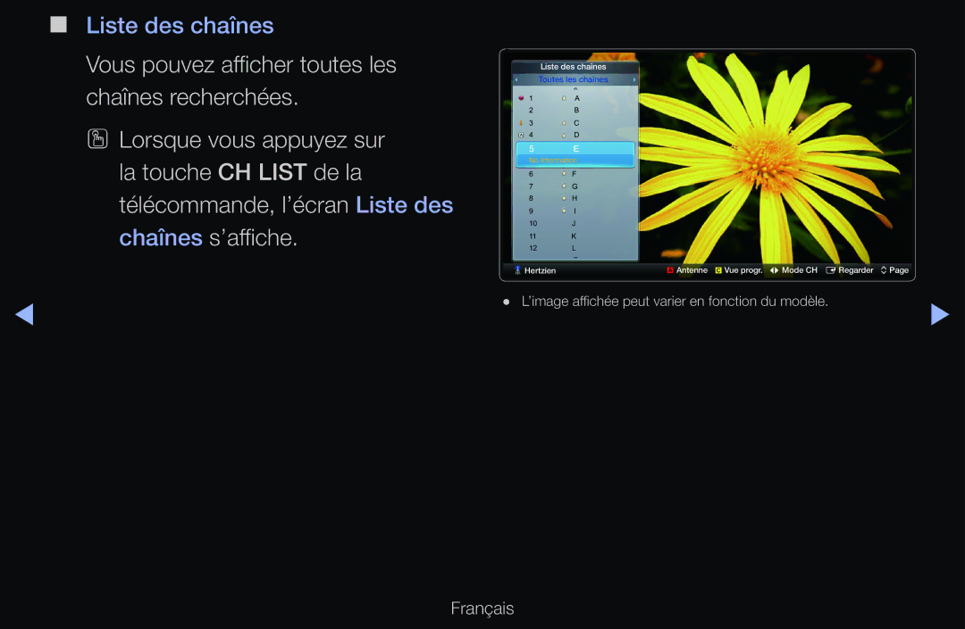 Samsung UE32D6530WSXZF, UE55D6200TSXZF, UE46D6200TSXZF, UE40D6530WSXZF, UE40D6510WSXZF, UE37D6200TSXZF manual Liste des chaînes 