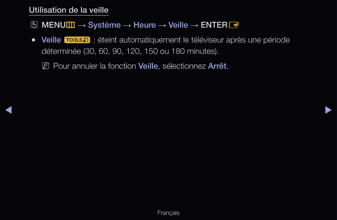 Samsung UE46D6570WSXZF, UE55D6200TSXZF, UE46D6200TSXZF, UE40D6530WSXZF, UE40D6510WSXZF manual Utilisation de la veille 