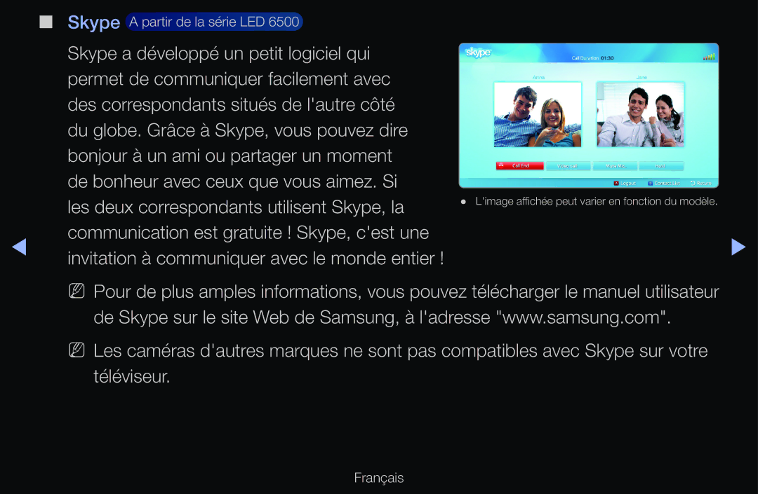 Samsung UE46D6500VHXXC, UE55D6200TSXZF, UE46D6200TSXZF, UE40D6530WSXZF, UE40D6510WSXZF manual Skype a partir de la série LED 