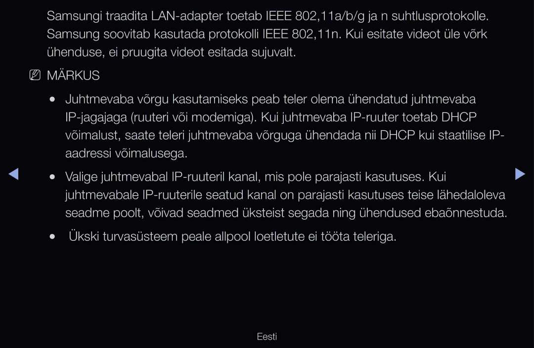 Samsung UE55D6200TSXZG, UE40D6200TSXZG, UE40D6000TWXXH, UE40D6500VSXXH, UE46D6510WSXZG, UE40D6500VSXZG manual NN Märkus 