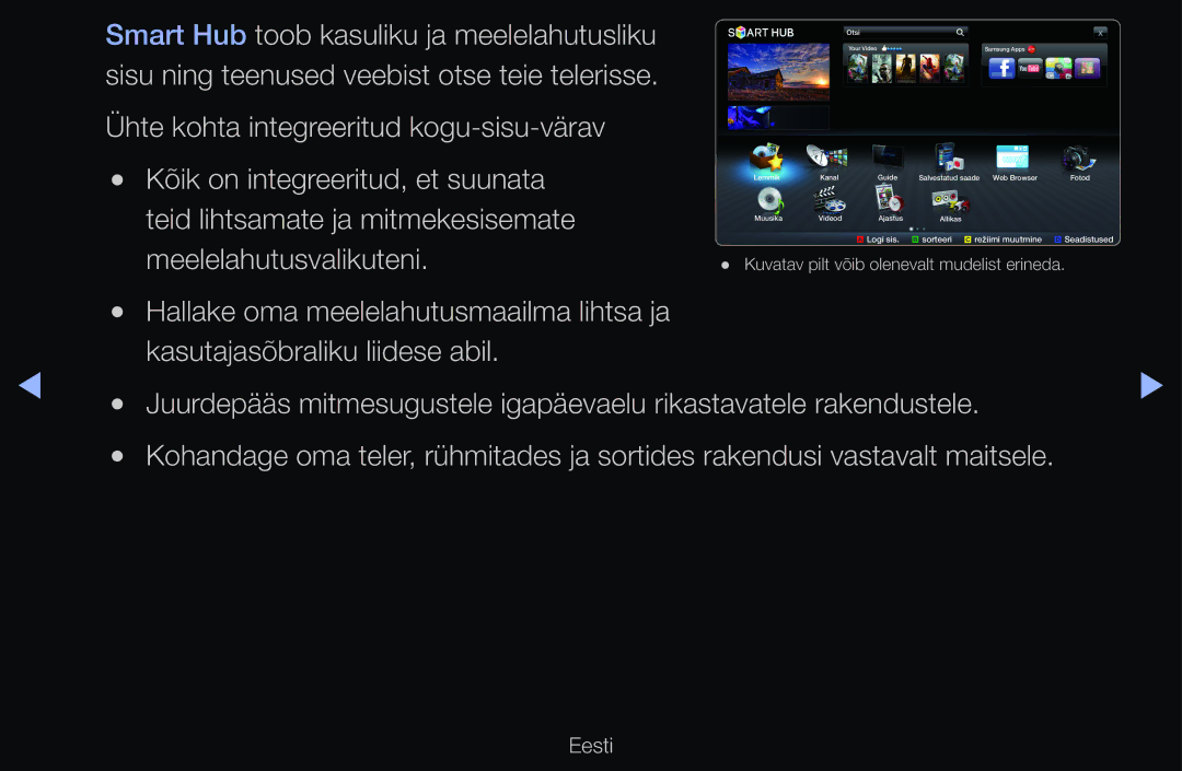 Samsung UE55D6000TWXXH, UE55D6200TSXZG Smart Hub toob kasuliku ja meelelahutusliku, Teid lihtsamate ja mitmekesisemate 