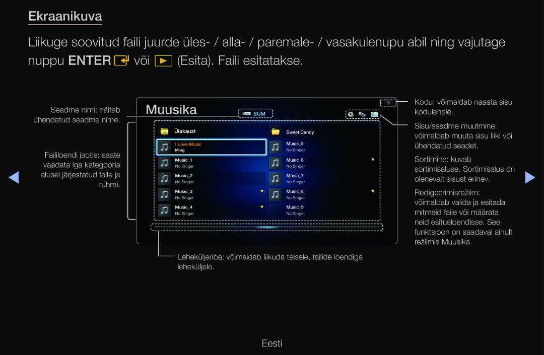 Samsung UE32D6570WSXXH, UE55D6200TSXZG, UE40D6200TSXZG, UE40D6000TWXXH, UE40D6500VSXXH, UE46D6510WSXZG manual Muusika, Sum 
