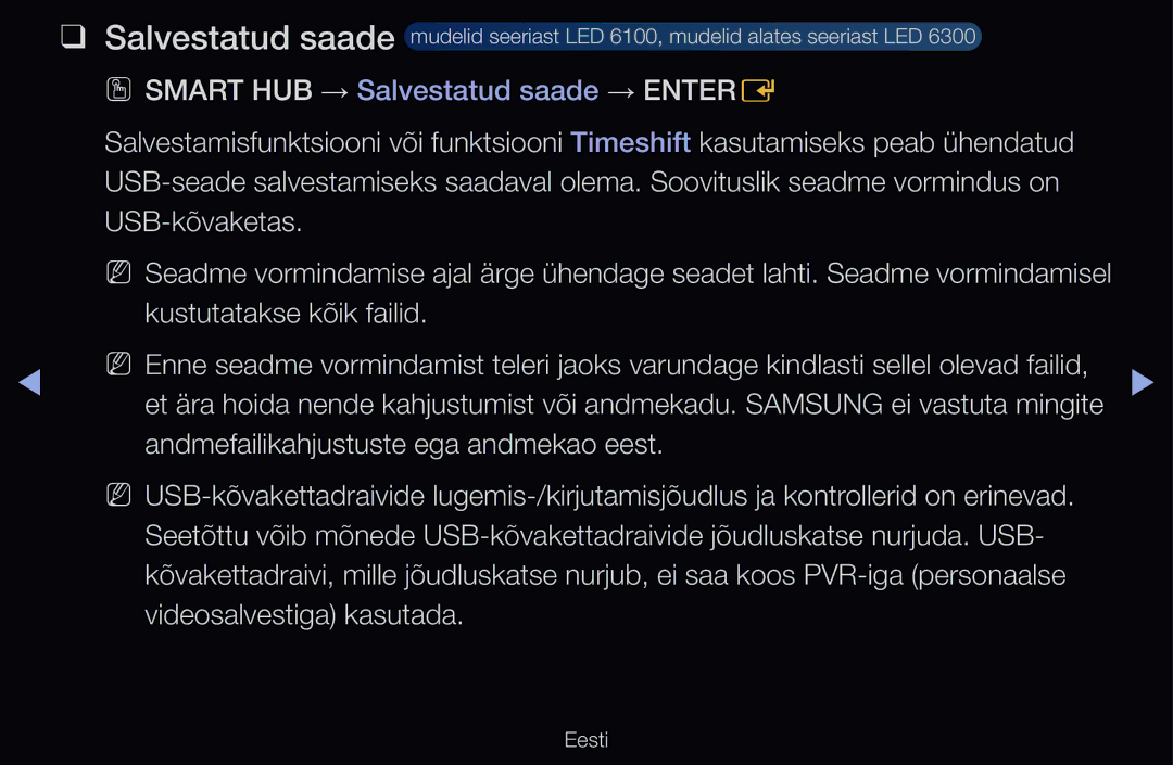 Samsung UE55D6200TSXZG, UE40D6200TSXZG, UE40D6000TWXXH, UE40D6500VSXXH manual Salvestatud saade, Kustutatakse kõik failid 