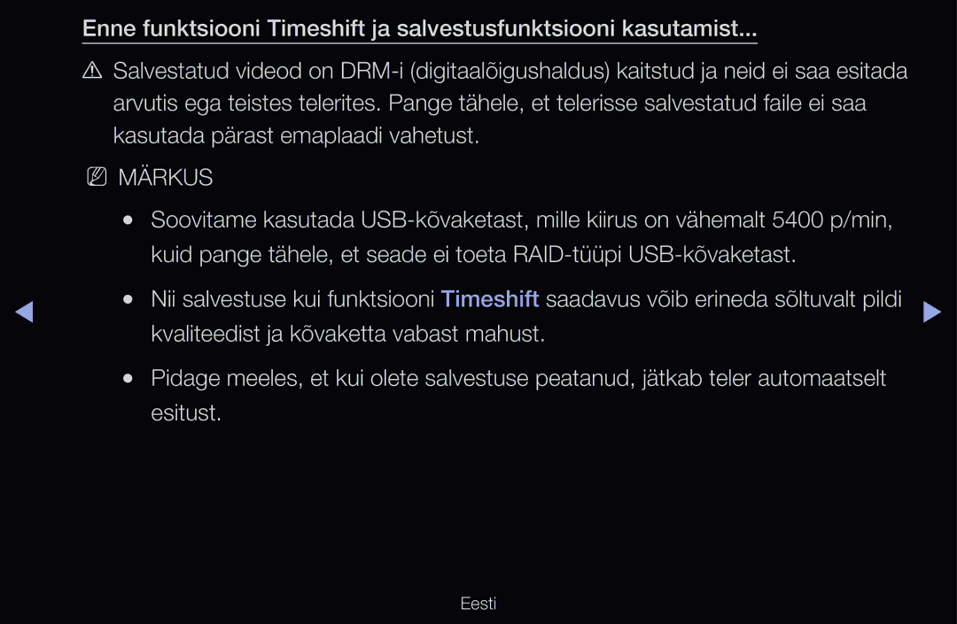 Samsung UE32D6510WSXXH, UE55D6200TSXZG, UE40D6200TSXZG, UE40D6000TWXXH manual Kvaliteedist ja kõvaketta vabast mahust, Esitust 